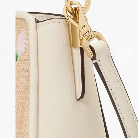 🌸 KATE SPADE “Phoebe” Straw Mini Top Handle Crossbody — Floral Embroidered 🌸 - Picture 7 of 11